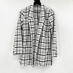 Urban‎ Outfitters White and Black Plaid Lightweight Coat M